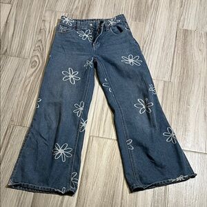 Justice Dark Blue Floral Wide-Leg Jeans
